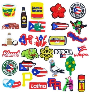 Felvjiaa 30pcs Puerto Rico Charms, Rican Boricua Shoe Charms,Shoe or - Picture 1 of 1