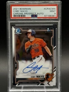 Bowman Coby Mayo 2021 primer auto cromado PSA 9 - Imagen 1 de 2