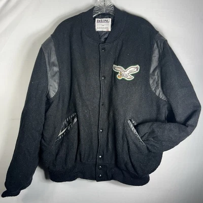 Vtg 80s DeLong Philadelphia Eagles quilted Jacket 50L letterman varsity football - Image 1 of 4