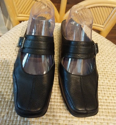 Aerosoles Women’s 8 Black Leather Mary Jane Style Square Toe Slip on Clog - Image 1 of 4