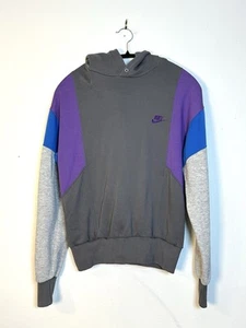 Vintage 80s Nike Sweatshirt Mens Medium Color Block Blue Tag Purple Gray Hoodie - Picture 1 of 10