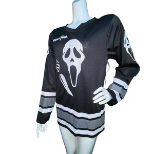 Nuova maglia Scream Ghostface icona di Halloween horror hockey taglia small nera - Foto 1 di 17