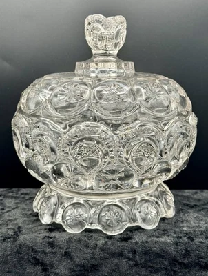 Plato de mantequilla cubierto de luna y estrella raro 1888 Adams & Co Palace también conocido como Moon and Star Foto 1 de 4