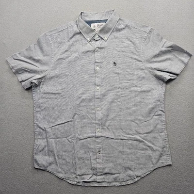 Original Penguin Men's Size XL Gray White Striped Short Sleeve Button Down Shirt - Image 1 of 4