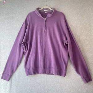 Suéter de golf Peter Millar 1/4 cremallera para hombre XL púrpura cuello falso algodón suave - Imagen 1 de 8