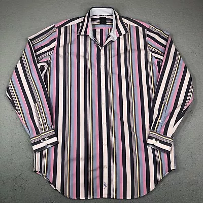 Camisa Tailorbyrd Hombres 1XLT Alta Brezo Rosa Azul Rayas Vestido Preparación Informal Adulto Foto 1 de 4