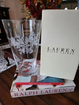 Florero de nieve Lauren Ralph Lauren Let It copo de nieve 14" hecho en Polonia usado en excelente estado Foto 1 de 4