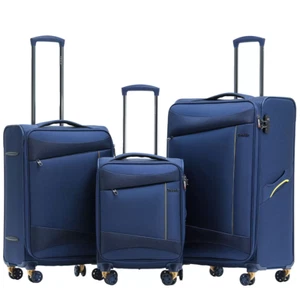 Tosca Flight Softside Luggage 3 Piece Set Navy/Yellow TCA787-3 - Picture 1 of 9