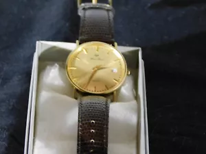 Orologio Uomo Lucien Piccard Cinturino Pelle Oro 14K Vintage Scatola Originale-Funziona Ottimo - Foto 1 di 11