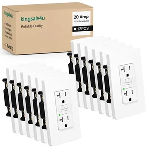 20 Amp GFCI Outlet Ground Fault Circuit Interrupter LED Indicator Non-TR 12 Pack - Imagen 1 de 12
