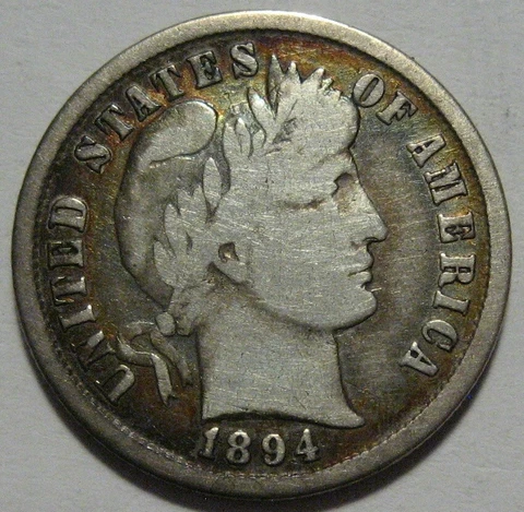 = 1894 VG+ BARBER DIME, Nice EYE Appeal, FREE Shipping Cover