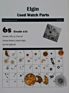 Piezas Reloj Elgin 6/6s Usado, Grado 117, Modelo 2 Clase 56 SerNo 6387778, EP7/016 - Imagen 1 de 1