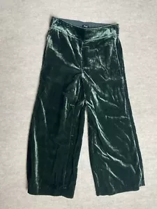 Madewell Pants Womens Small Green Velvet Huston Pull On Crop Wide Leg NEW - Picture 1 of 5