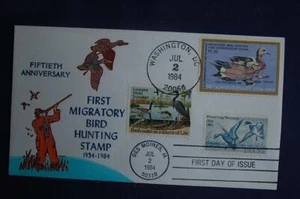 1984 Migratory Bird Hunting $7.50 Stamp Dual FDC Hacker HC Sc#RW51,2092 13760 - Picture 1 of 1
