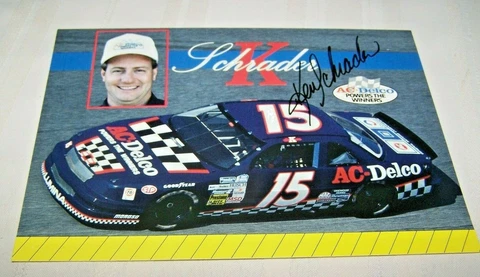 Ken Schrader Autograph AC/DELCO #15 Nascar Racing 1992 Postcard Team Sheet Cover
