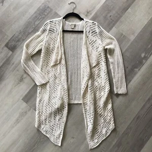 The Lucky Brand lockerer offener Strick Langarm weiß drapiert Cardigan Pullover Wickeloptik M - Bild 1 von 8