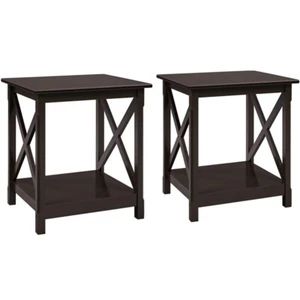 2pcs End Table Sofa Side Table with Accent X-Design Storage Shelf, L20xW18xH22 - Picture 1 of 10