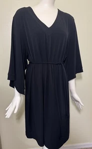 Dana Buchman Shift Sheath Dress Black  3/4 Sleeve V-Neck Stretch K28 - Picture 1 of 8