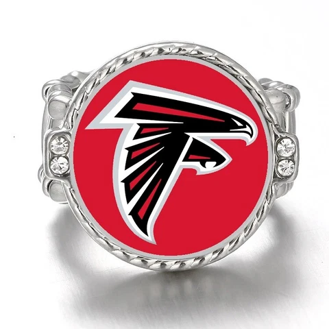 Atlanta Falcons Silver Women's Crystal Accent Football Ring w Gift Pkg D12 Cover