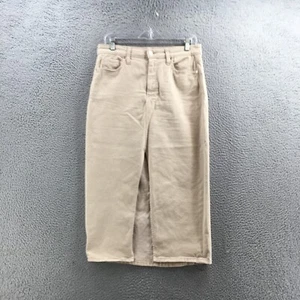 Maxi Falda Denim Paige Para Mujer 29 Beige Sólido Frontal Abertura Cremallera Mosca Bolsillos Informal - Imagen 1 de 16