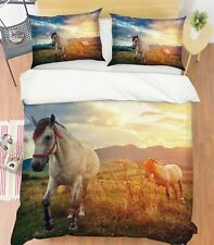 3D White Horse N1430 Animal Bed Pillowcases Quilt Duvet Cover Queen King Fay