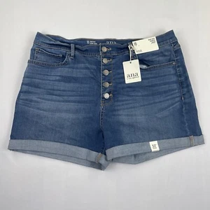 A.n.a Jean Shorts Size 16 High Rise Shorty Medium Wash 3.5” Inseam Cuffed NWT - Picture 1 of 8
