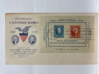 Centenary International Philatelic Exhibition New York FDC Mail Cover (1947) - Image 1 of 2