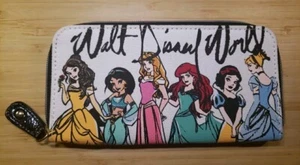 Disney: White Princess Wallet Belle Jasmine Aurora Ariel Snow White Cinderella - Picture 1 of 4