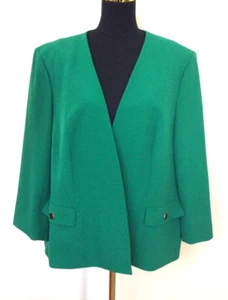 NEW KASPER Women's Green 3/4 Sleeve Open Front Blazer Jacket Size XL, $99.99 - Picture 1 of 8