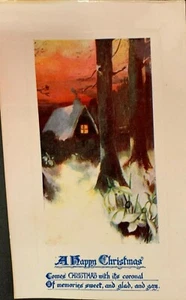 A Happy Christmas Memories Sweet and Glad Winter Scene Postcard - Picture 1 of 2