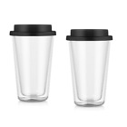 2 Packungen Doppelwandige Glaskaffeetassen mit Silikondeckel, 12 OZ /350 Ml5851