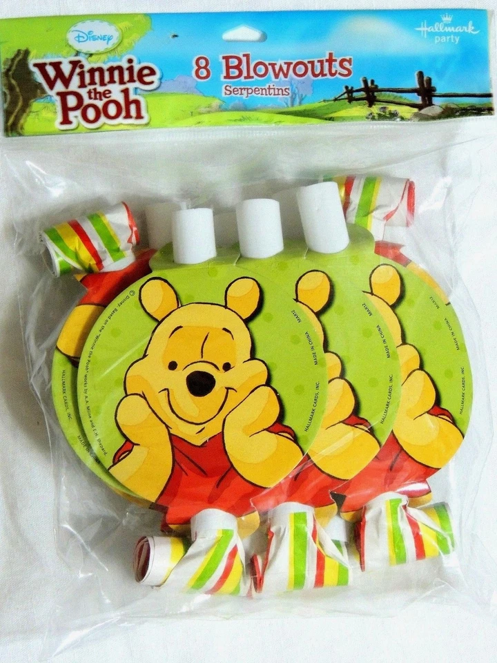  WINNIE THE POOH  -8 PARTY BLOWOUTS-     PARTY SUPPLIES - Image 1 of 1