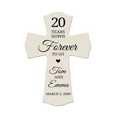 Cruz de pared de madera personalizada 20 aniversario de boda 8x11,25 - 20 años abajo Foto 1 de 3