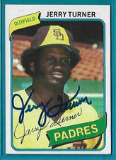 JERRY TURNER signed 1980 Topps baseball card #133 SAN DIEGO PADRES
