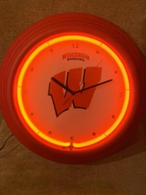 Reloj de neón Wisconsin Badgers Mancave (14") NUEVO EN CAJA Foto 1 de 3