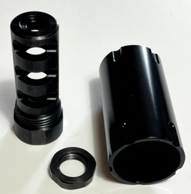 Compensador de freno de boca compacto híbrido 1/2x28 con funda de conmoción cerebral Foto 1 de 3