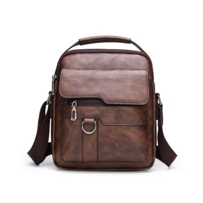Men's Leather Handbag Shoulder Bag Business Briefcase Crossbody Casual Fashion - Image 1 of 4