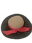 Vtg Black Velvet Brimmed Hat Pink Ribbon Bow Milliner Pin Cushion Hat Pin Holder
