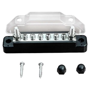 6 Terminal Bus Bar Ground Power Distribution Terminal Block with Cover   - Picture 1 of 5