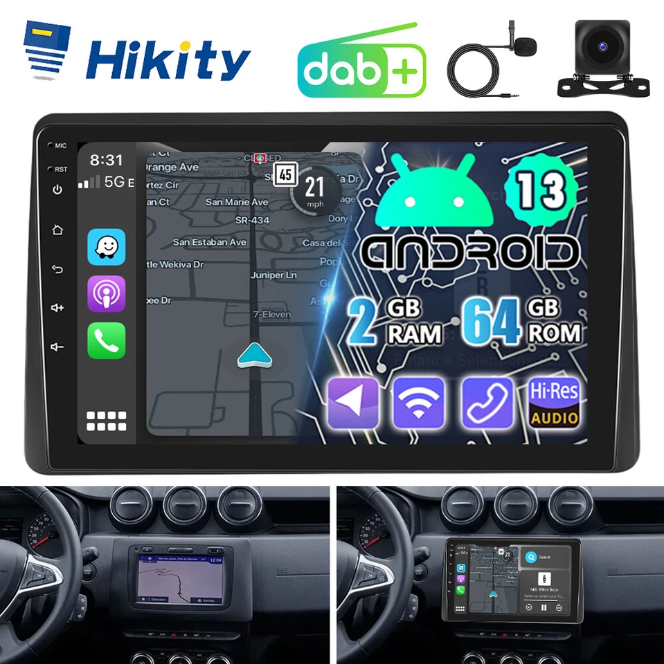 10" DAB+ CarPlay Android15 Autoradio für Dacia Duster 2019-2021 mit GPS Navi RDS - Bild 1 von 4