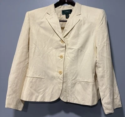 Chaqueta Blazer Lauren Ralph Lauren Mujer’s Talla 16 Seda Lino LEER Foto 1 de 4