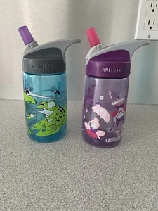 Lot Of 2 GUC Kids Camelbak Eddy Cups BPA Free Frogs & Fairies - Picture 1 of 4
