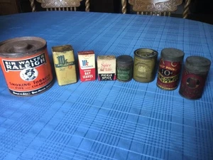 Mixed Lot of 8 Vintage Tins: Tobacco, Baking Powder, Moth Worms, and Spices - Picture 1 of 12