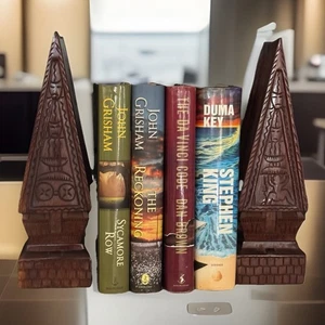 Palau Bai Case 2 Fermalibri Legno Intagliato Micronesia Arte Vintage - Foto 1 di 14