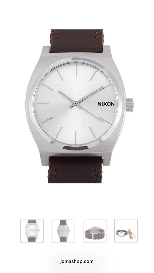 Nixon Unisex Watch Time Teller Silver Tone Dial Brown Leather Strap A11372872 - Image 1 of 3