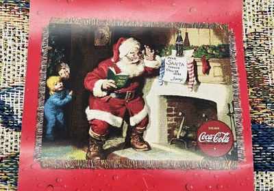 Coca-Cola A Note To Santa Woven Tapestry Christmas Throw Blanket With Fringe - Image 1 of 3
