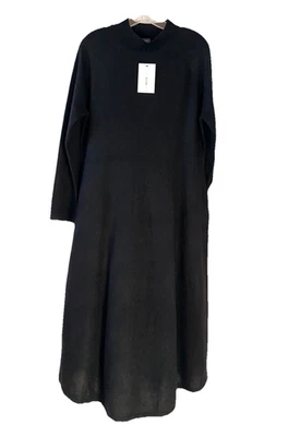 BLOOMINGDALES NWT Size XL 100% Cashmere Mock Neck Midi Sweater Dress Black F12 - Image 1 of 4