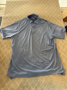 FG Tech Golf Polo XL Blue Stripped Poly Spandex Casual Tennis Pickleball Walking - Picture 1 of 15