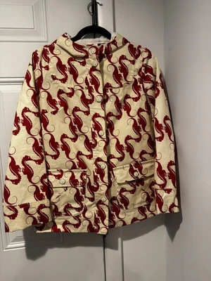 Anthropologie Taikonhu Women’s Red Vinyl Seahorse Full Zip Hooded Jacket Sz 2 - Image 1 of 4