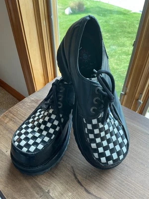 1990s vintage Muro  Black/white platform Checkered Shoes men's size 10 - Image 1 of 4